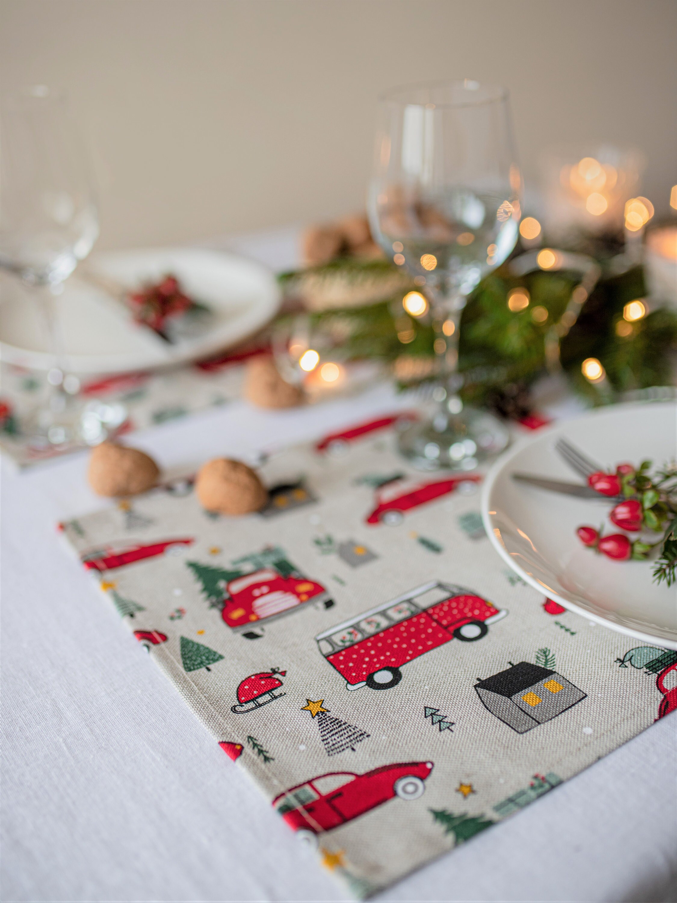 Grey cloth xmas dinner napkins - Etsy 日本