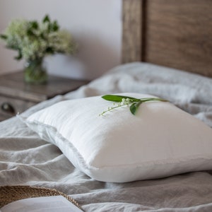 Linen pillow case with handmade fringes and zipper closure. Euro, Standard, Queen, King pillow covers. Custom size pillow cushion case.