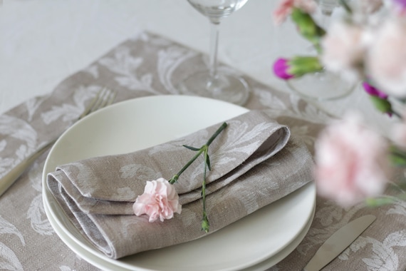 Handgemachte Leinenblumen-Serviette ( 16 Zoll), dicke Flachs-Servietten