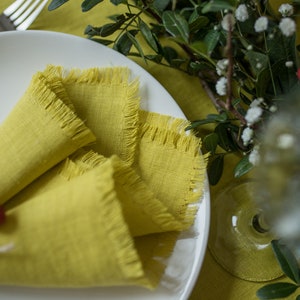 Linen napkins, cloth napkins, sizes 12, 14, 16, 18, 20, soft, washed linen, Wedding napkins, restaurant napkins, table cloth linen 13. Chartreuse
