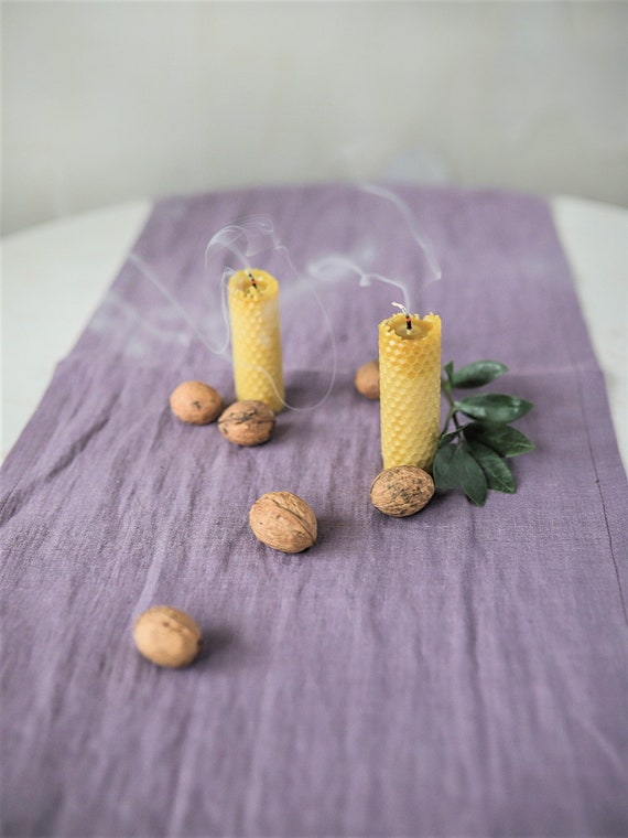 Ash purple linen table runners, wedding linen tablecloth, wedding long table runner, linen table topper, eco friendly linen tablecloth