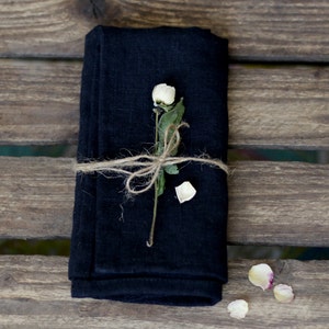 Black Linen napkins, 12&quot; 14&quot; 16&quot; 18&quot; 20&quot; napkins, kitchen napkin, dinner black napkins, washed linen table cloth napkin, Wedding napkin