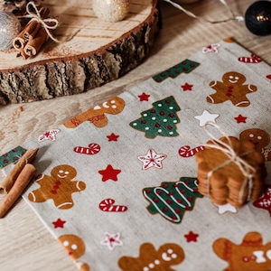 Christmas linen cloth napkins, Xmas fabric cloth napkins, Christmas cocktail napkin, Christmas table linen decoration, Christmas tablecloth