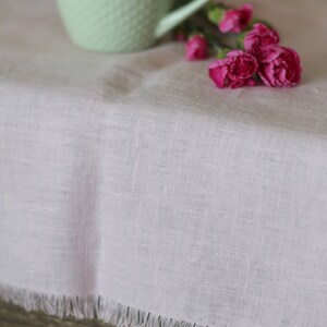 TABLE Runner, table cloth, linen tablecloths, wedding table cloth, gray, white linen table cloth, soft linen, washed table cloth, linens Pink