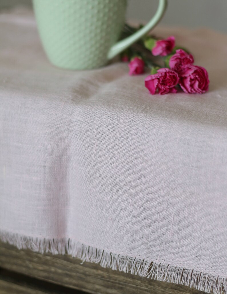 TABLE Runner, table cloth, linen tablecloths, wedding table cloth, gray, white linen table cloth, soft linen, washed table cloth, linens Pink