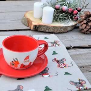 Christmas Rat year linen cotton napkins, Christmas cloth napkins, Christmas cocktail napkin, Christmas table decor, Christmas tablecloth
