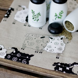 Table Runner with sheep for dinning table decor made of linen/cotton fabric, sheep table clothes image 2