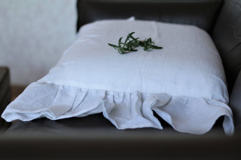 Ruffled linen bedroom pillow case ruffled pillow shams 24 26 Etsy