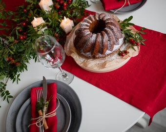 Runner Da Tavola Natalizio 183x33 Cm – Tovaglia In Cotone E Lino Con Ricamo Pupazzi E Fiocchi Di Neve, Rosso - 4