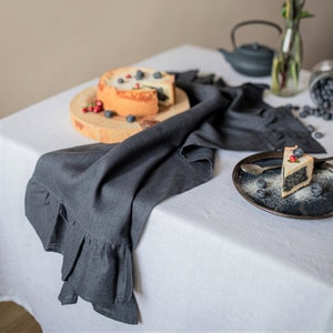 Shabby chique linnen keukenhanddoek, keukenhanddoeken in boerderijstijl, ruches linnen vlas keukenhanddoek, natuurlijke handdoek, milieuvriendelijke handdoek
