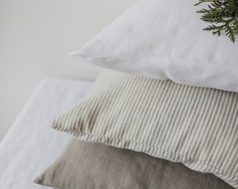 Striped linen pillow cover, Stripe linen pillow cases, Linen pillow shams, Stripe linen pillow case, Washed linen pillow case, Flax pillow