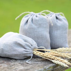 Set di 10 sacchetti regalo in lino lavato grigio pietra\sacchetto per baby shower\sacchetto per addio al nubilato\sacchetto regalo per battesimo\sacchetto per bomboniere\sacchetto per regalo di nozze\sacchetto di tela\