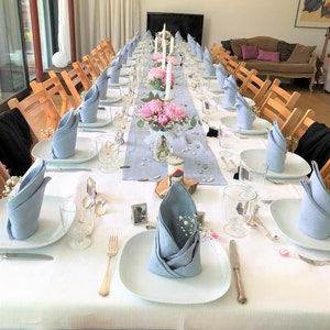Dusty blue wedding cloth napkins, dusty blue napkin, dusty blue table cloth, linen wedding napkins, soft dusty blue dinner napkins