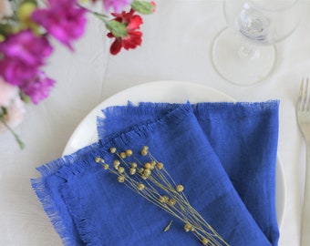 Linen cloth napkins. Fringe linen napkins. Wedding napkins. Linen table cloth. Soft washed linen napkin. Table linens. Wedding table decor.