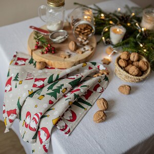 Christmas Santa Towels Xmas Kitchen Towel Christmas Linen - Etsy