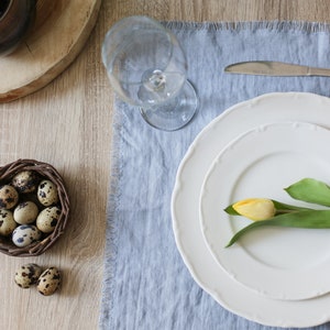 TABLE Runner, table cloth, linen tablecloths, wedding table cloth, gray, white linen table cloth, soft linen, washed table cloth, linens Dusty blue