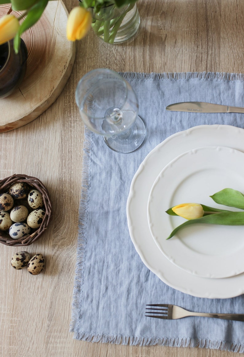 TABLE Runner, table cloth, linen tablecloths, wedding table cloth, gray, white linen table cloth, soft linen, washed table cloth, linens Dusty blue