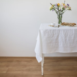 Tafelkleed van wit linnen, tafelkleed van vlas, tafelkleed van gewassen linnen, vierkant, rechthoekig tafelkleed, tafelkleed bruiloft, tafelkleden