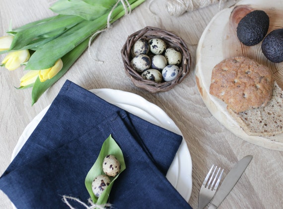 Dusty blue linen wedding napkins, dusty blue cloth napkins, soft washed  linen napkins cloth, linen napkin, dusty blue dinner napkins