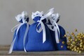 Set of 10 Blue linen wedding favor bags, wedding gift bag, bridesmaid bags, baby shower favors, christening bags, candy bags, linen gift bag product logo