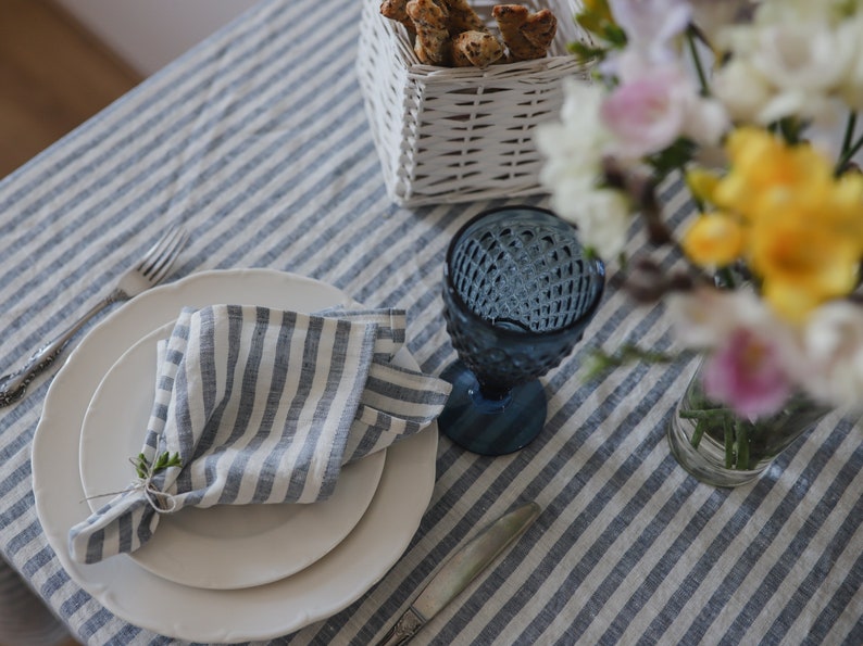 Blue white striped napkins striped cloth napkins flax Etsy