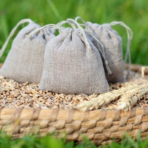 Set of 10 linen drawstring bags. Set linen packaging bags. Linen goodie bags. Gift wrap fabric bags. Flax drawstring pouch. Set favor bags