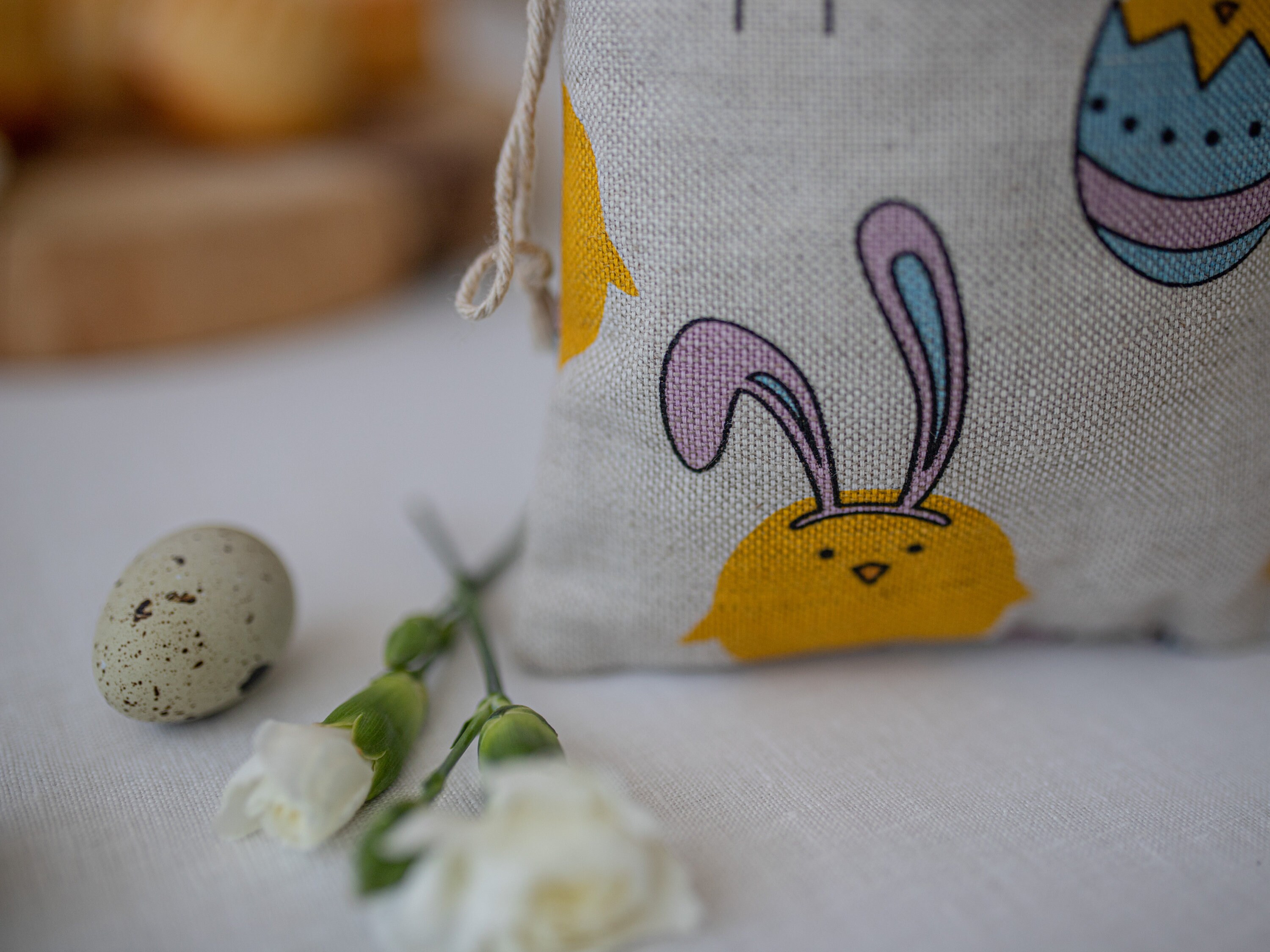 10 Sacchetti Regalo Pasquali In Velluto – Set Con Coniglietto E Carota Con Coulisse Per Caramelle - 2