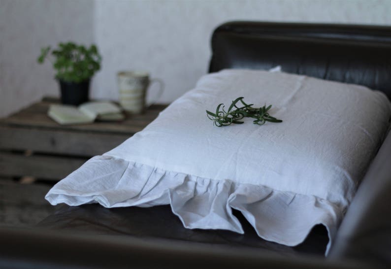 Ruffled linen bedroom pillow case ruffled pillow shams 24 26 Etsy