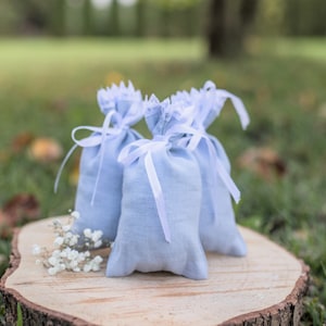 Set 10 sacchetti regalo per matrimonio blu polvere, set bomboniere battesimo blu polvere, sacchetti piccoli, sacchetto in pizzo, sacchetti bomboniere in pizzo, sacchetti piccoli, sacchetti regalo in lino