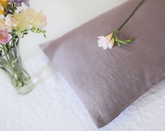 Ash roses linen pillow cover, linen pillow cases, stone washed sham, linen pillows, bedroom linen pillows, linen bed case, flax pillows