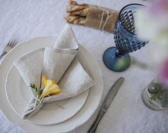 Natural linen cloth napkins 16". Oatmeal linen wedding napkins. Dinner table napkins. Softened linen napkins cloth. Not dyed table linens.