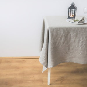 Tafelkleed van gewassen linnen, vierkante, rechthoekige tafelkleden, natuurlijk linnen bruiloftstafelkleed, linnen eettafel, tafelkleed vlas