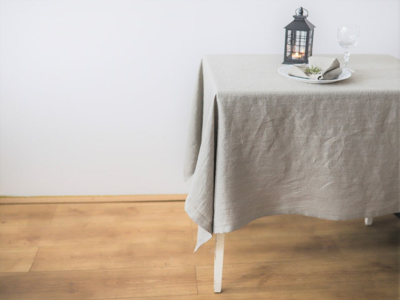 Olive green linen tablecloth, green flax table cloth, Christmas linen tablecloth, square, rectangular tablecloths, green wedding tablecloths image 5