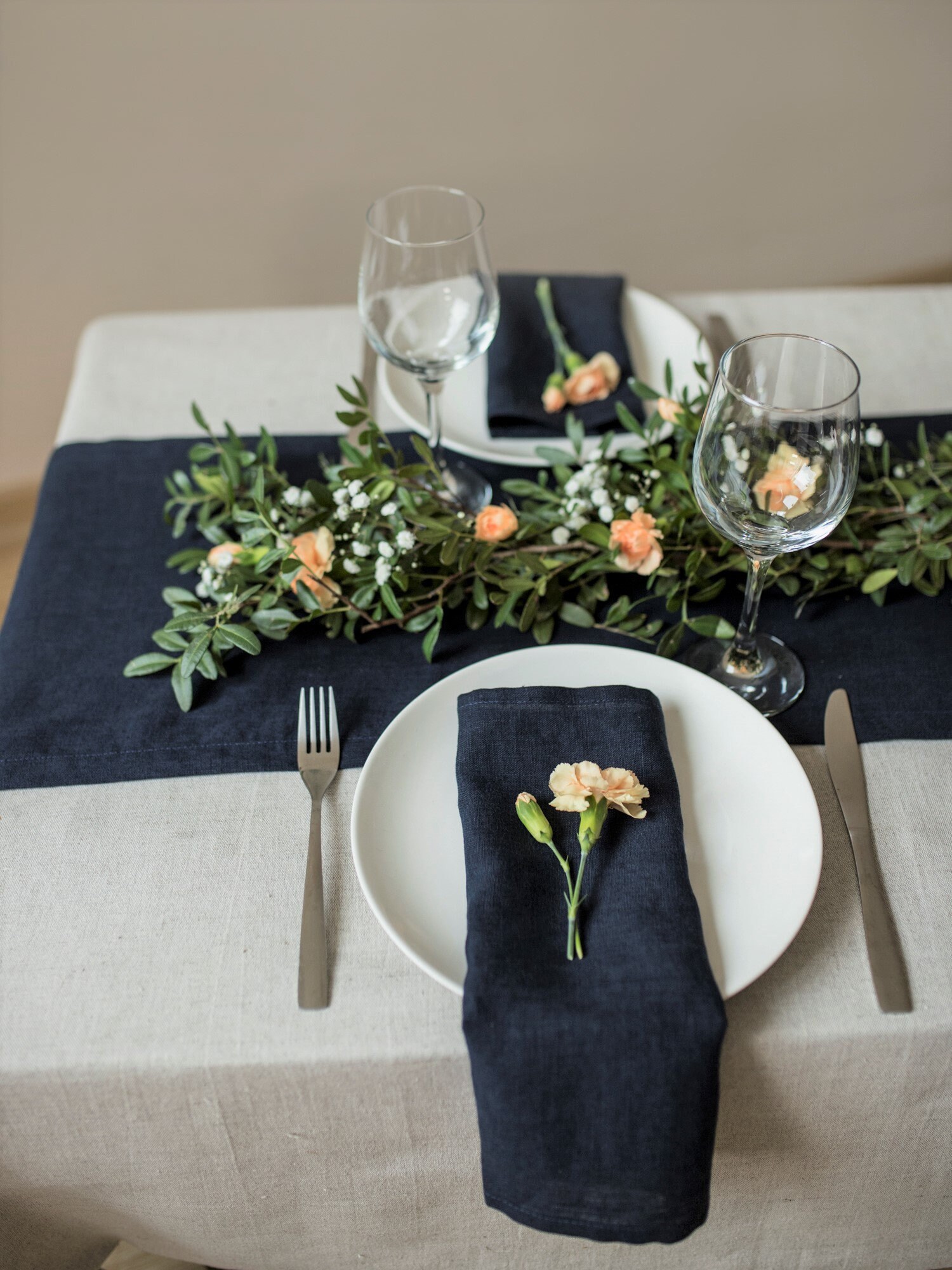 Dark Blue Wedding Table Napkins Navy Blue Linen Napkin Etsy UK