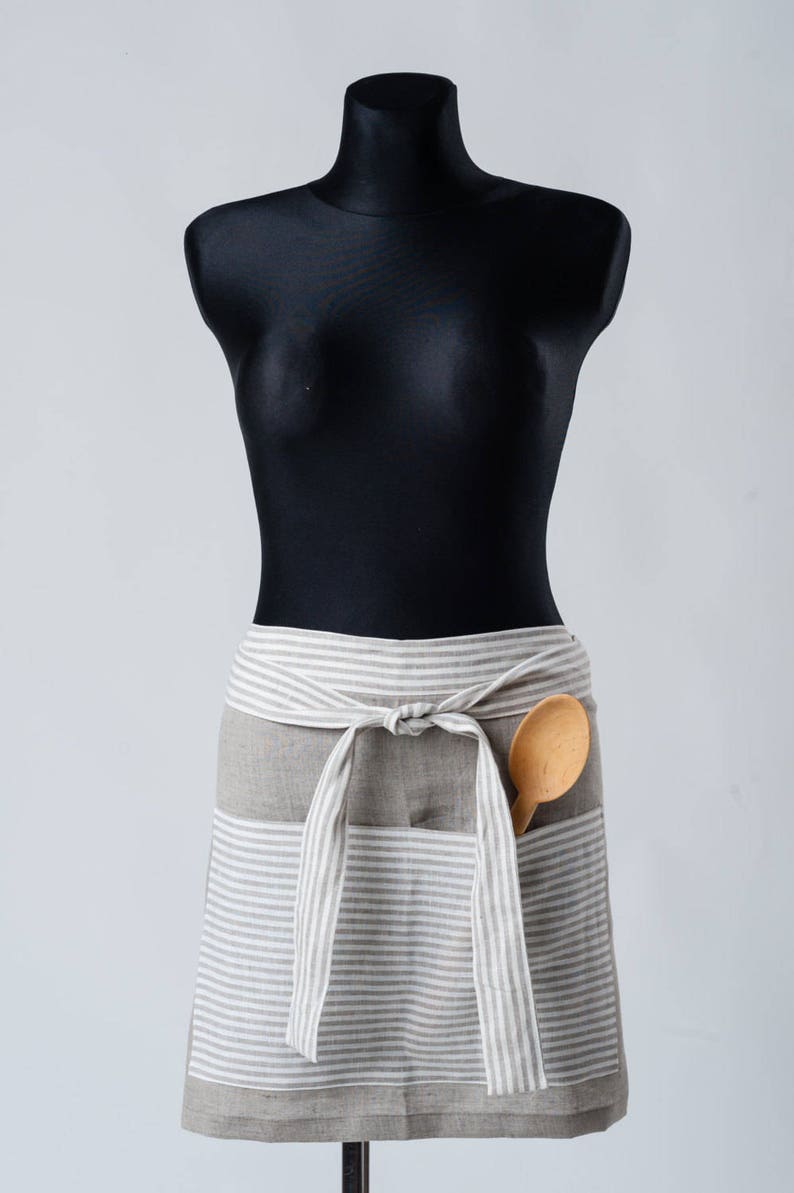 Softened linen apron apron with pockets daily linen apron Etsy