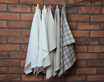 Natural dish towel. Linen tea towel. Soft, washed linen kitchen towel. Kitchen hand towel.