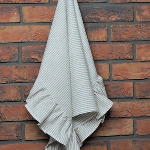 Natural linen hand towels with ruffles for farmhouse kitchen decorating, shabby chic towels, long-lasting fabric tea towels image 4