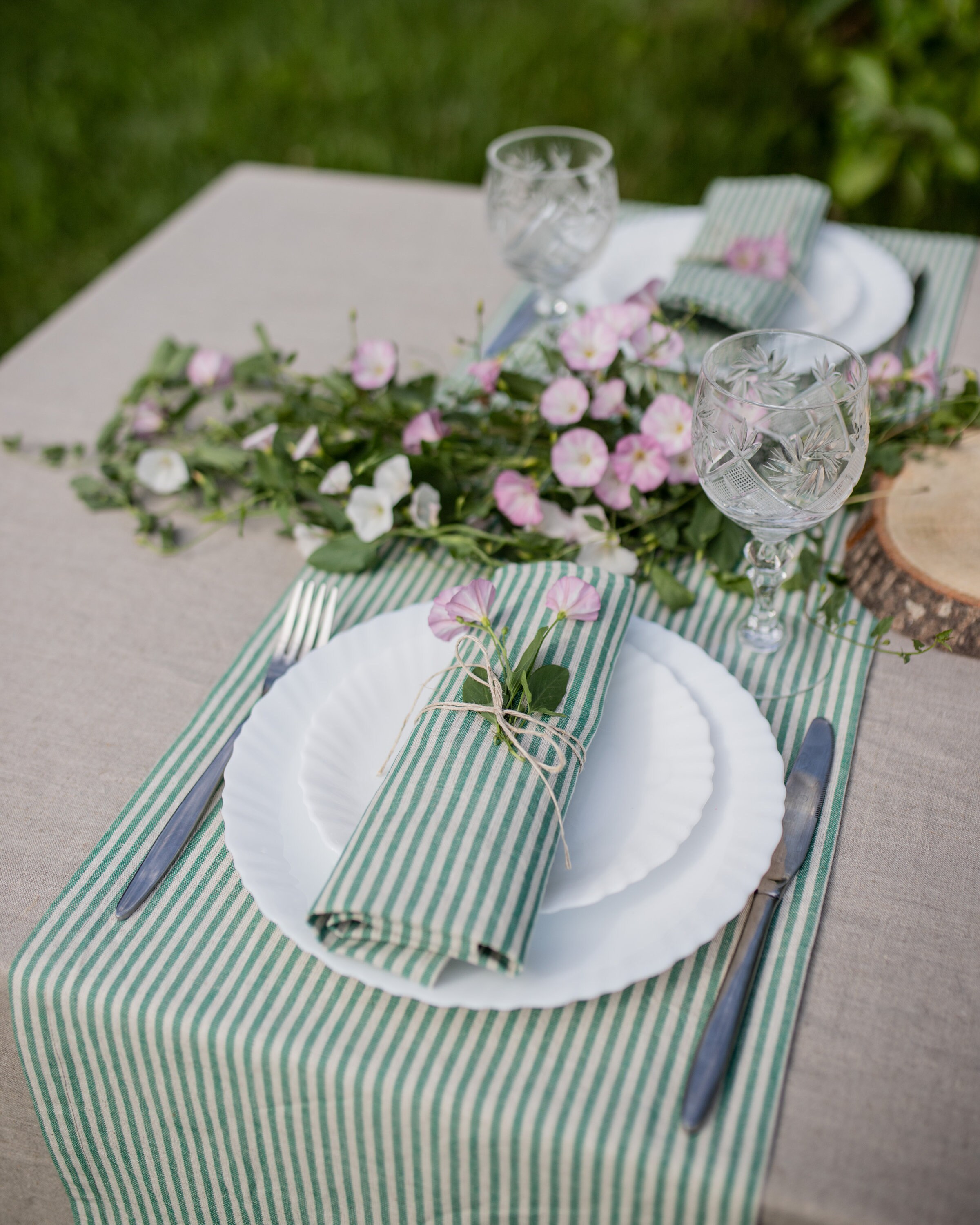 LALAGO Set van 14 Stuks 40 * 40cm Stofservetten Groen, Leinen Servetten