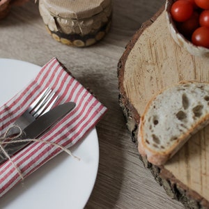 Red striped Linen napkins, cloth napkins, striped wedding napkins, linen table napkins, table napkin, rustic napkins, wedding cloth napkin