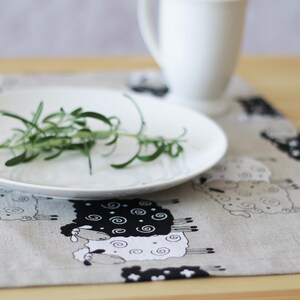 Table Runner with sheep for dinning table decor made of linen/cotton fabric, sheep table clothes image 5