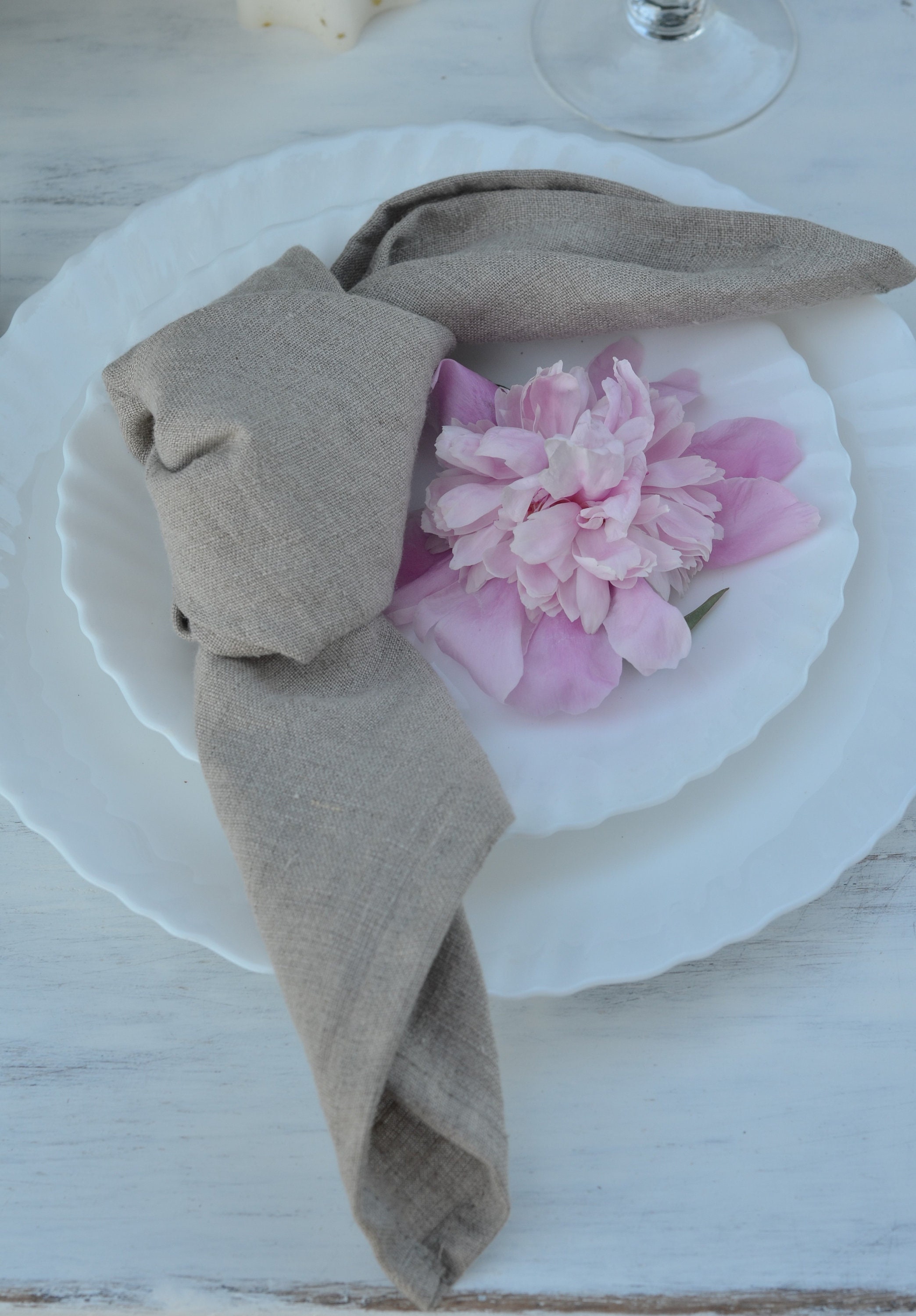 Flax Linen Cotton Cloth Dinner Napkin 18x18 with Lace 18x18 inch Linen,Wedding Napkins, Set of 12, Size: 18 x 18, Beige