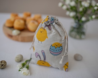 10 Sacchetti Pasquali In Velluto Con Cordoncino - 5 Coniglietti E 5 Carote, Per Caramelle E Regali