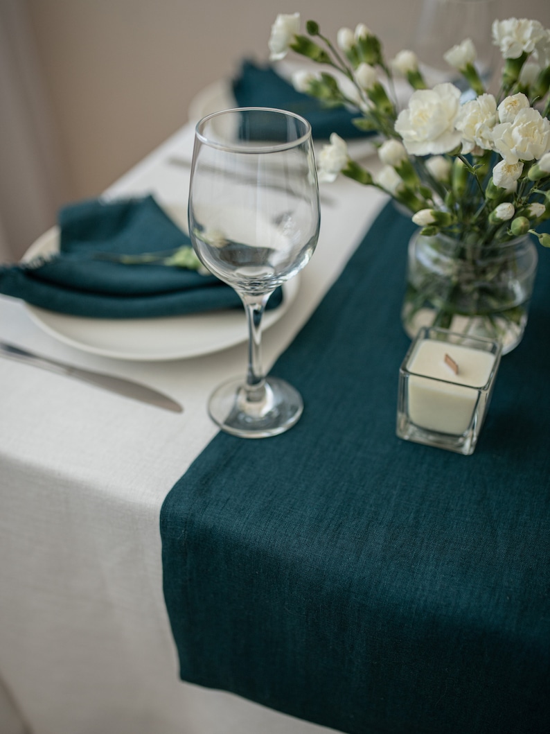 Emerald Green Linen Fringe Napkins Emerald Green Wedding Etsy