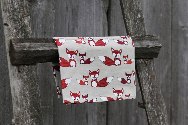 Drink coasters, fox coaster, Woodland tablecloth, animal linens, handmade coasters, wedding coasters, Christmas coasters, table coasters fox image 4