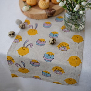 Easter table runner | Easter tablescape | Easter table setting | Bunny table runner | Easter chicken table cloth |  Easter eggs table runner