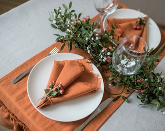 Burnt orange wedding cloth napkins