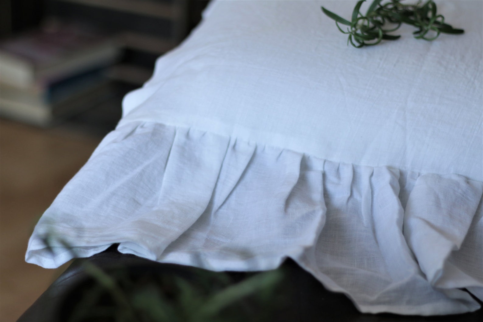 Ruffled linen bedroom pillow case ruffled pillow shams 24 26 Etsy