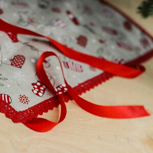 Jupe de sapin en lin joyeux Noël, grande jupe darbre, décoration de Noël, jupes rustiques de sapin de Noël, tissu de Noël, jupes darbre de Noël image 3