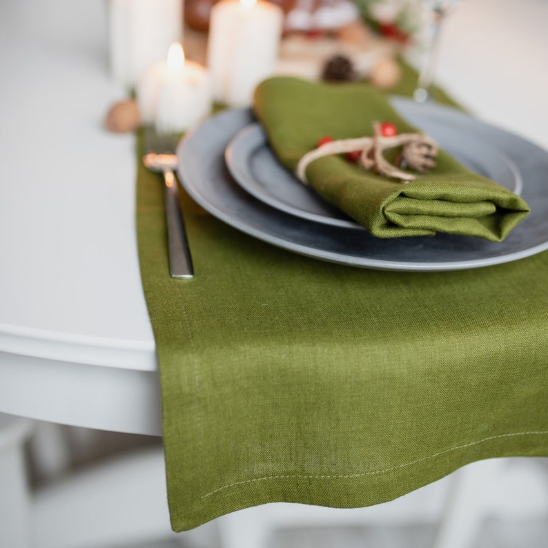 Olive Green Linen Table Runner Table Runner Wedding Linen Etsy Australia