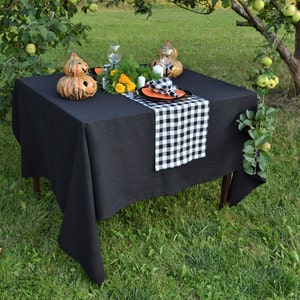Washable Linen tablecloth, black linen table cloth, indoor/outdoor linen tablecloth, square/rectangular tablecloth, dinner linen table cloth